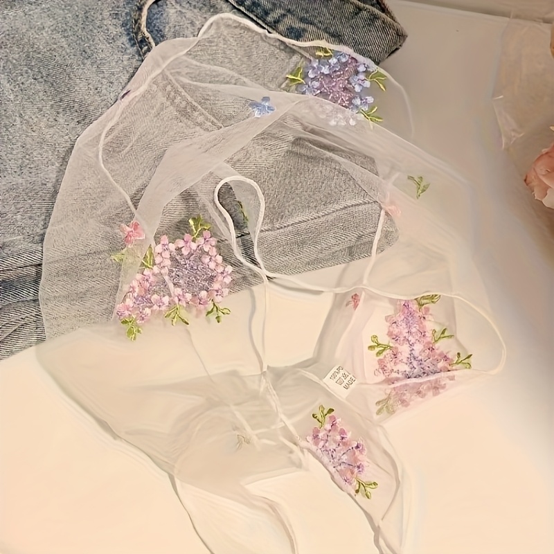 TEMU 레이스 여성용 봄 다용도 스카프 신상 자수 삼각형 스카프 얇은 파티 장식 스타일 랜덤 자수 위치