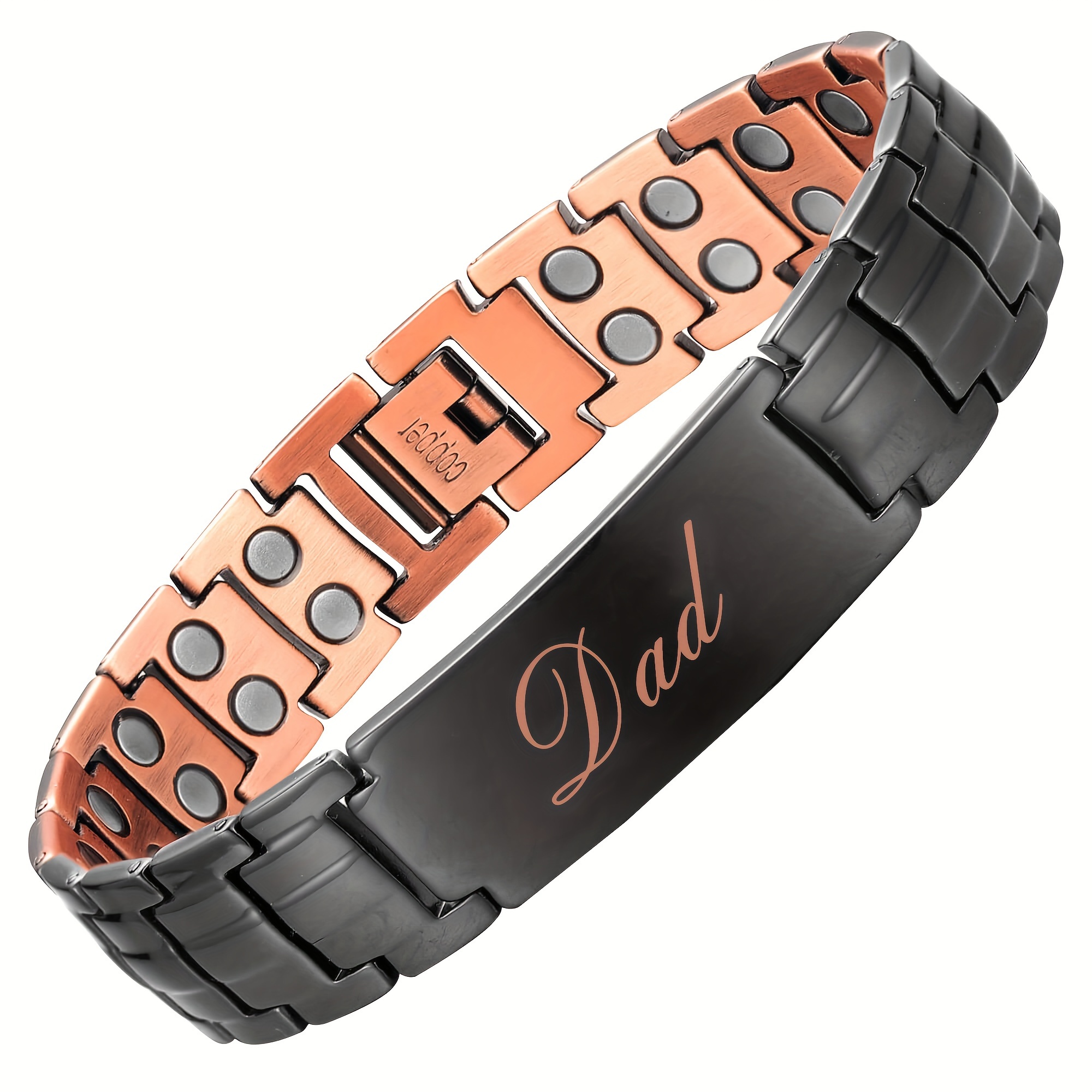 

Adjustable Copper Magnetic Bracelet For Dad - Dual-tone With Engraved "dad" , Ideal Father's Day Gift, Fathers Day Gift Items