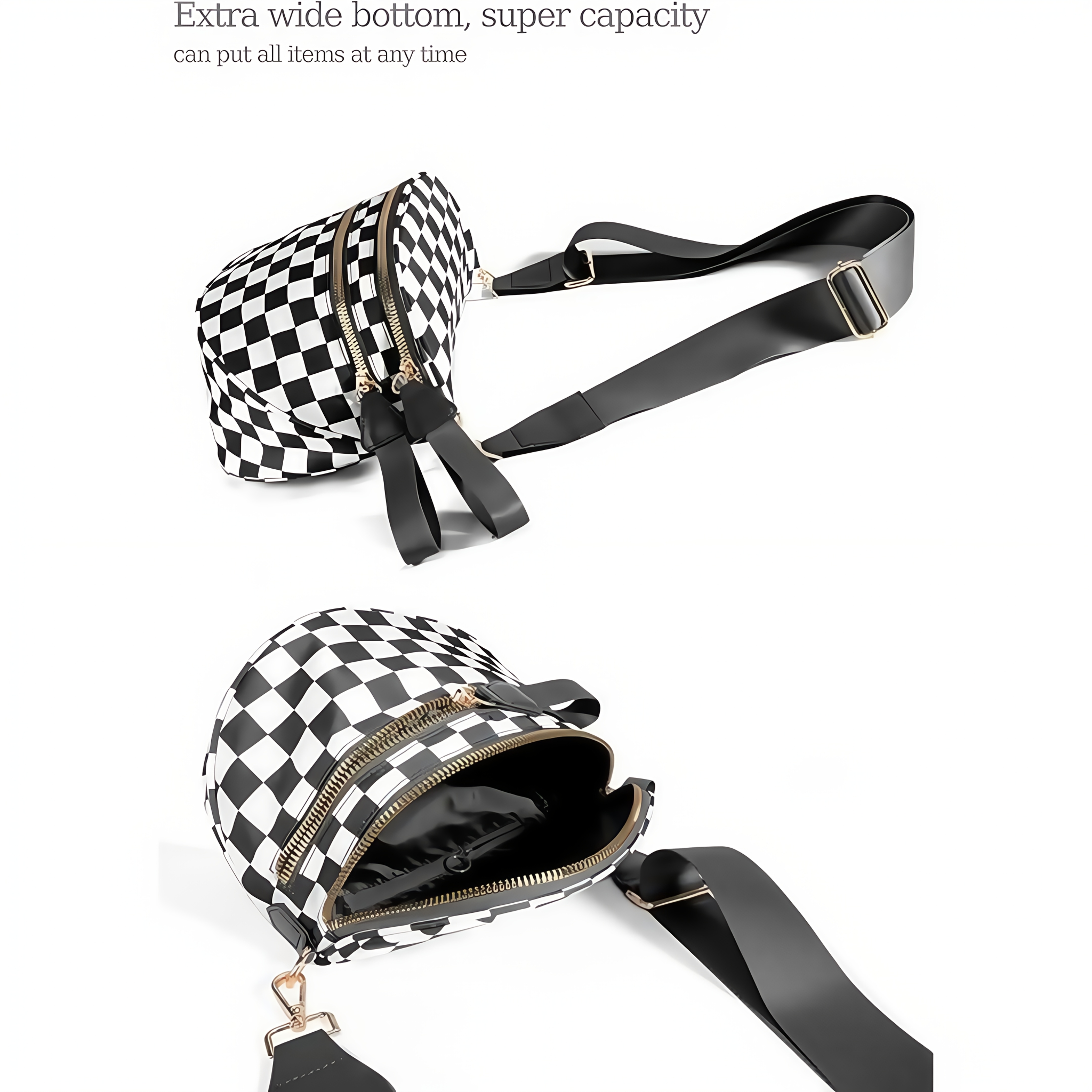 large capacity chic print crossbody bag with adjustable strap multiple pockets and zip closure stylish nylon shell bag for for shopping outdoor activities and parties Product details 3