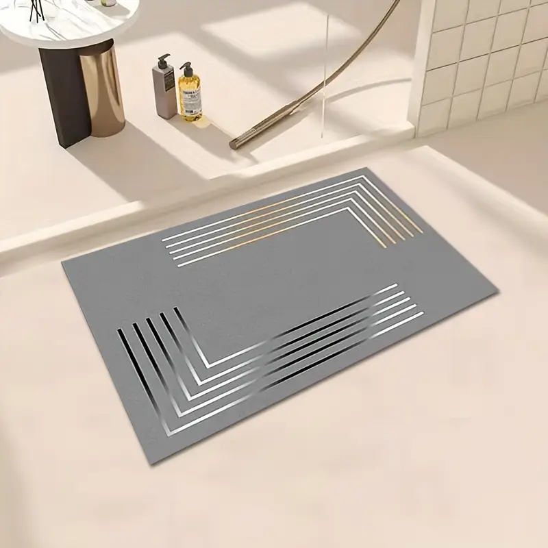 deluxe thick non slip mud mat soft absorbent quick drying elegant gray and golden kitchen bathroom entrance durable rubber backing hand wash only Product details 4