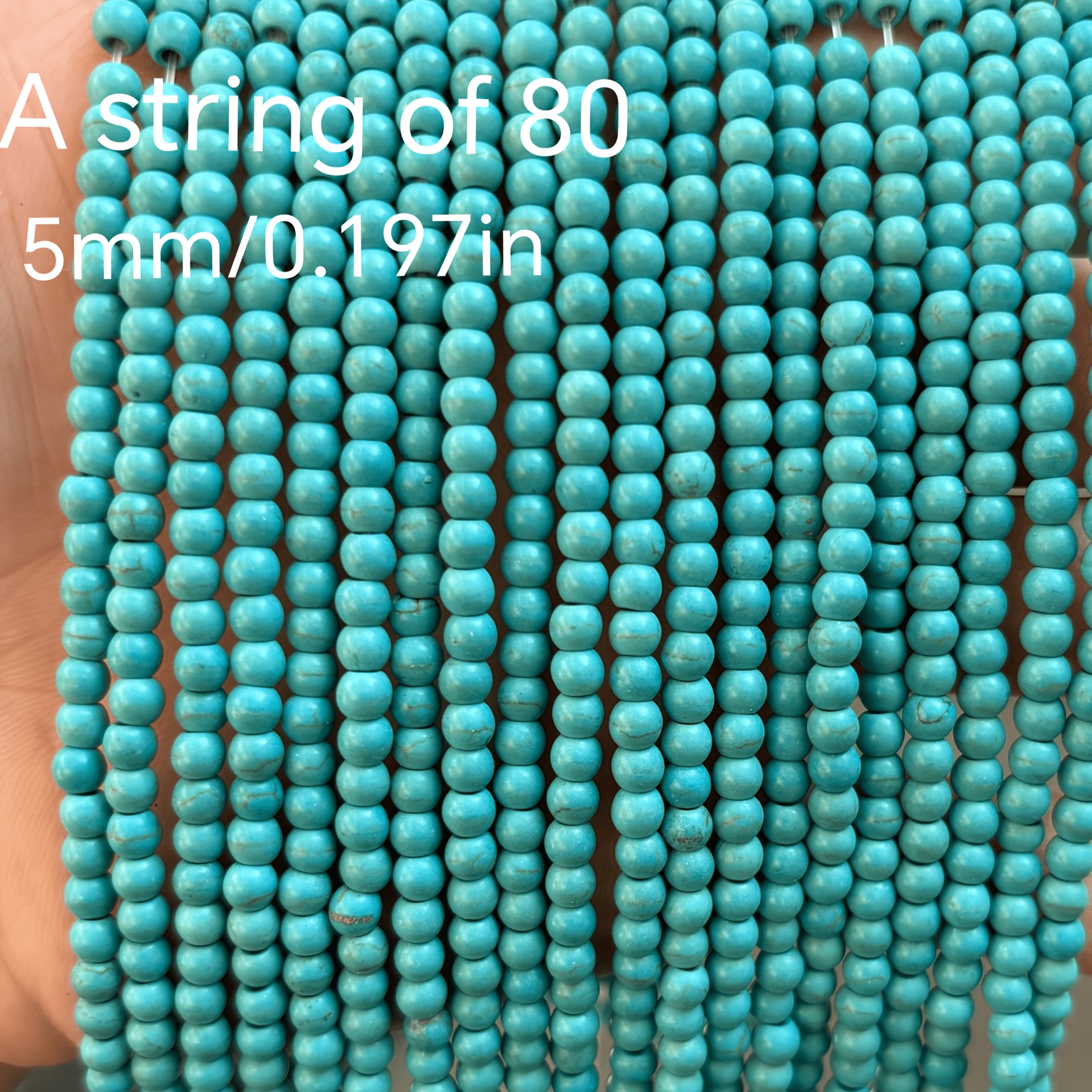 TEMU Un perline di turchese naturale da 5 mm con 80 perline e da 4 mm con 100 perline, per perline aggiuntive fatte a , come braccialetti, collane,