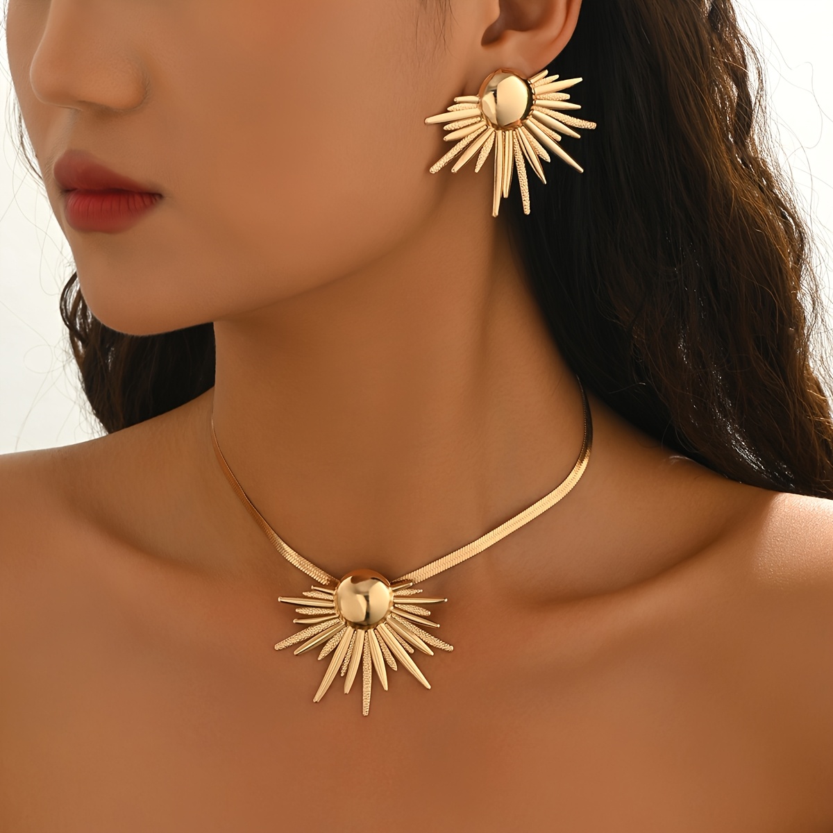 2pcs Women's Earrings and Necklace Set, Artistic Style