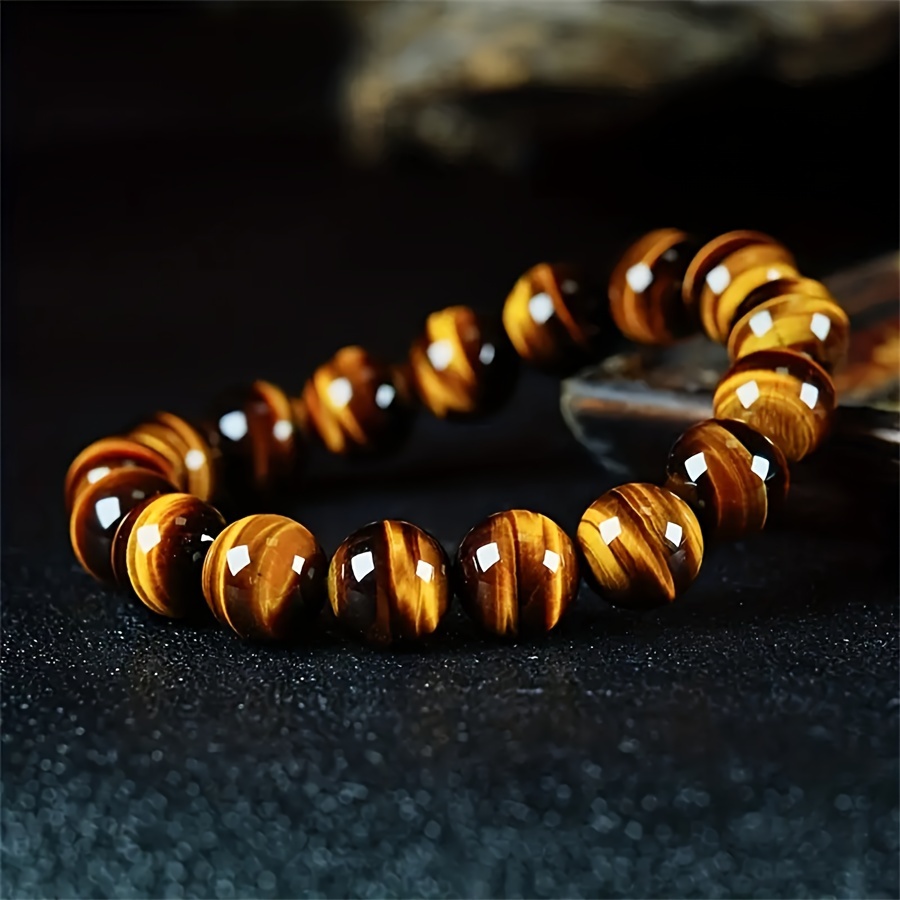 

1pc New Fashion Men's Lucky Jewelry Bracelet Cat's Eye Bracelet Yellow Tiger Eye Stone Gift For Boyfriend