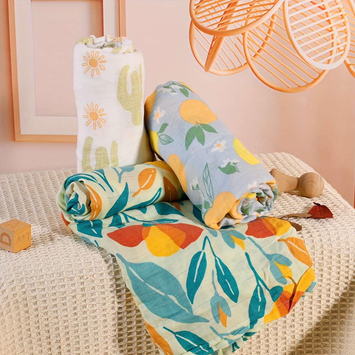 3pack Soft Bamboo Muslin Swaddle Blankets Breathable