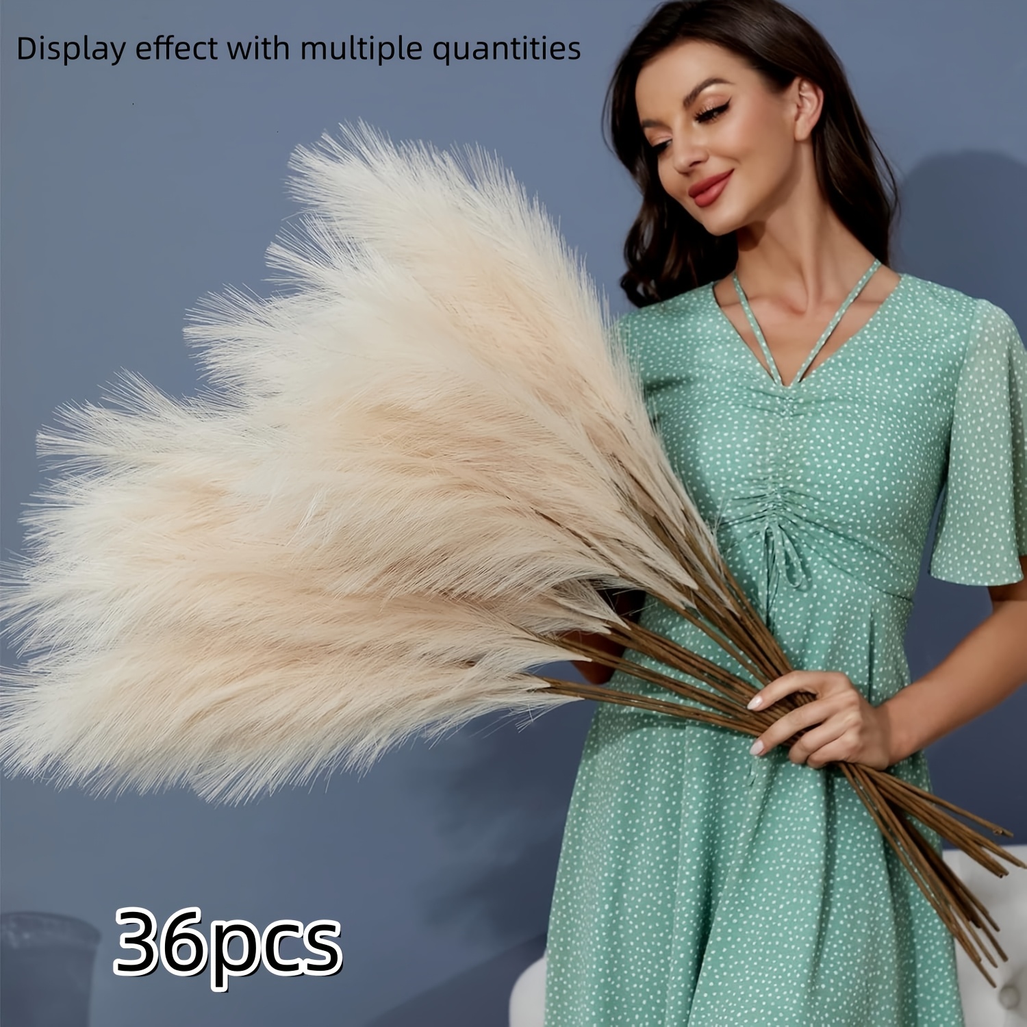 TEMU 36 pezzi delle Pampas e Cannucce Artificiali 27 pollici/70 cm Adatte per Matrimoni, Natale, Feste - Realistica con Naturale, Centrotavola in