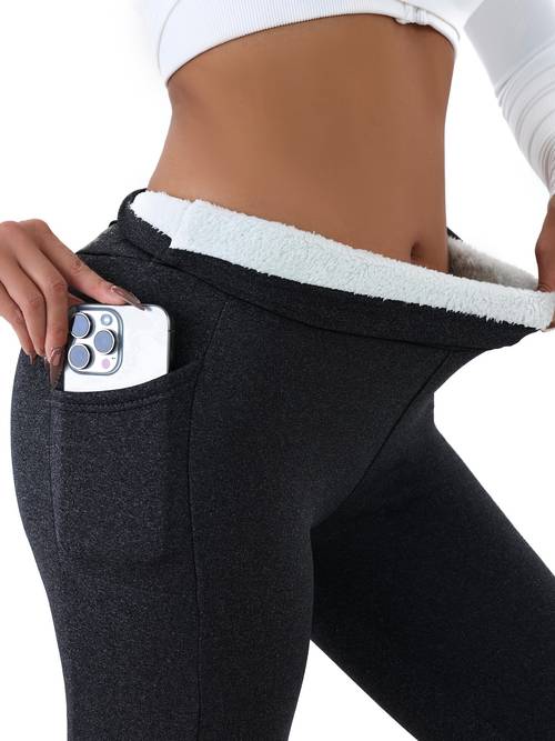 womens tight warm and comfortable fleece leggings with pockets high elastic warm tights autumn and winter autumn and wear and outdoor sportswear