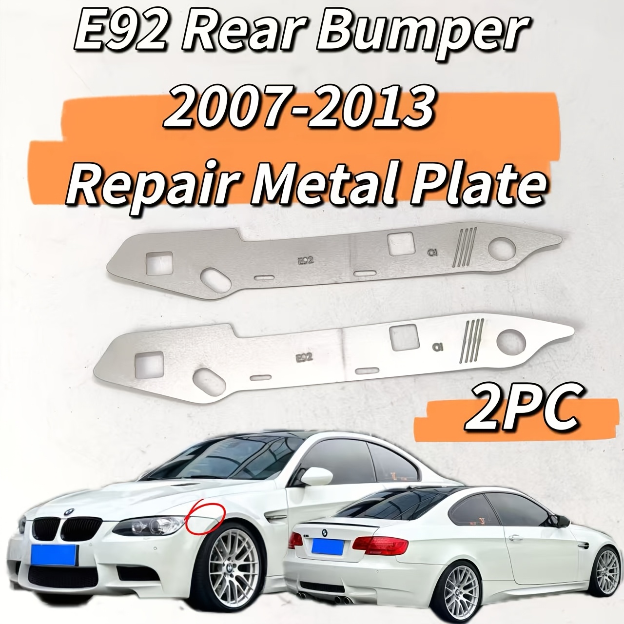 TEMU 2pcs Set, Broken Opening Damaged Repair Metal Bracket, Suitable For 2007-2013 For E92 Front Bumper Cover