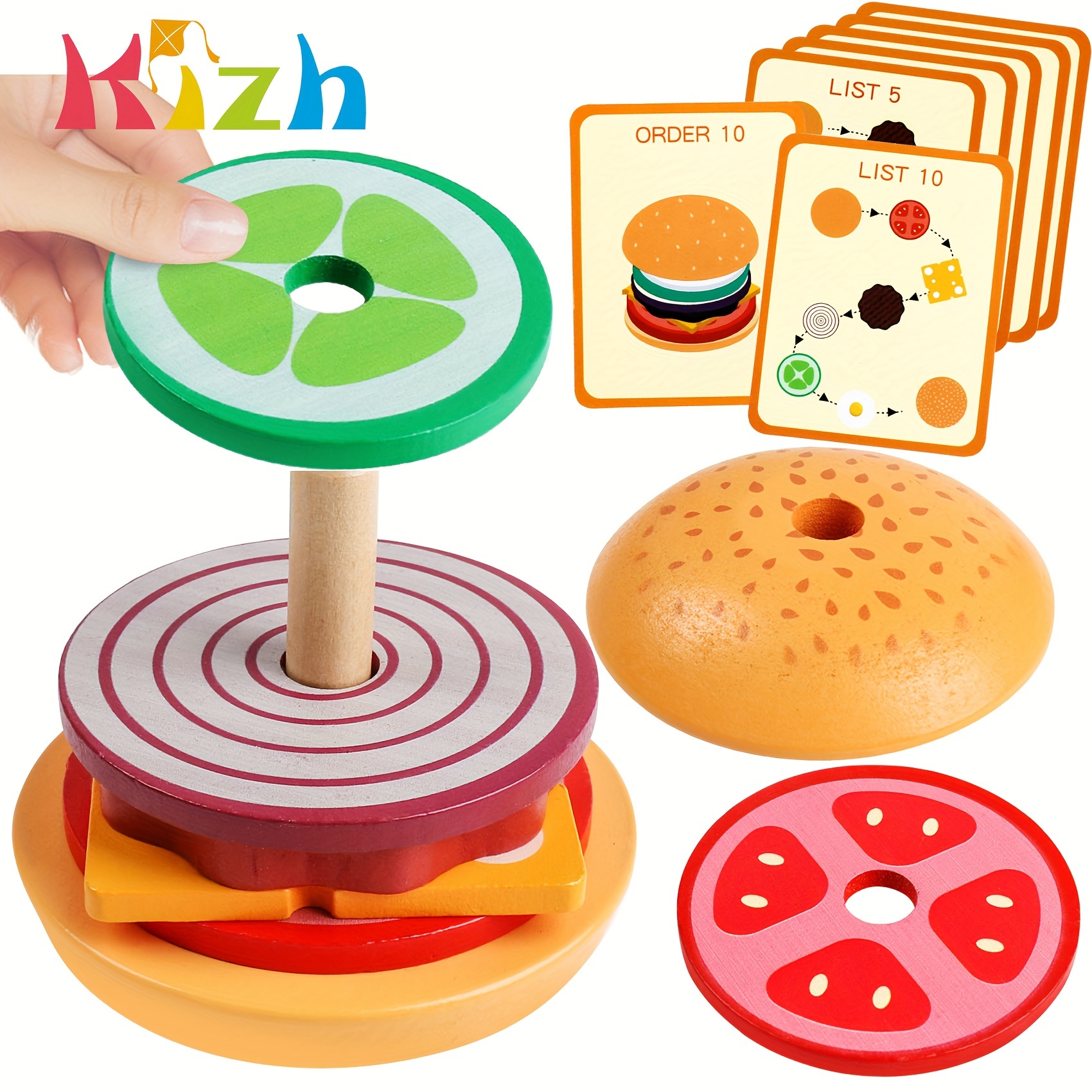 

Montessori Toys For 3 Year Old Wooden Burger Sorting Stacking Toys For Toddlers Preschool Educational Toys Fine Motor Toys For Kids Boys Girls (burger), , Christmas, And Thanksgiving Day Gift