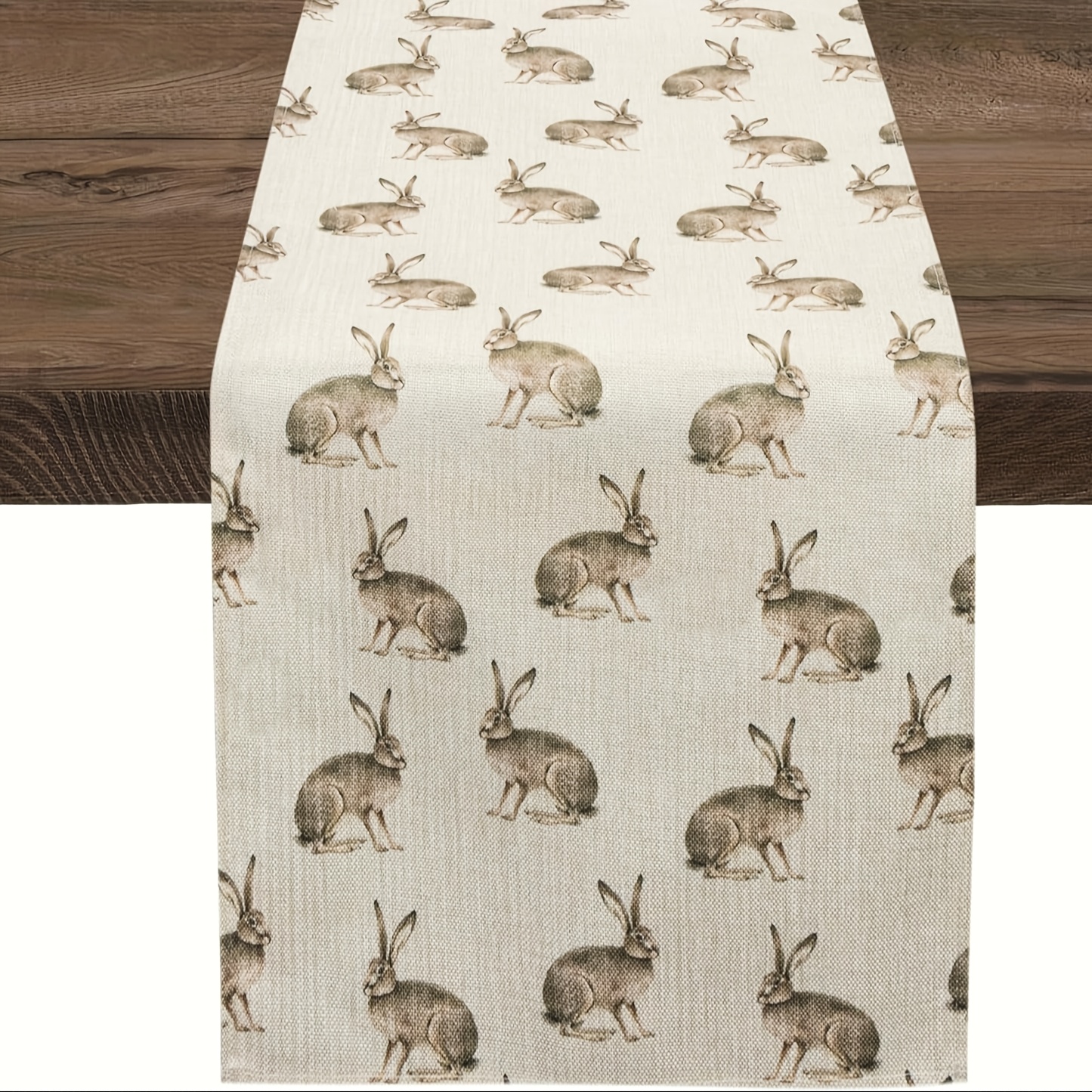1pc, Easter Table Runner Rabbit Spring Summer Seasonal Farmhouse Group Of Rabbits Burlap Indoor Kitchen Dining Table Decorations For Home Party 13x48/13x72/13x108/inch