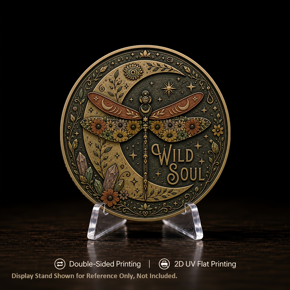 TEMU 1 pieza, metálica de , de bolsillo con de cara, Recuerdo coleccionable de la , Regalo bohemio de recuerdo para mujeres y hombres, Moneda con 2D