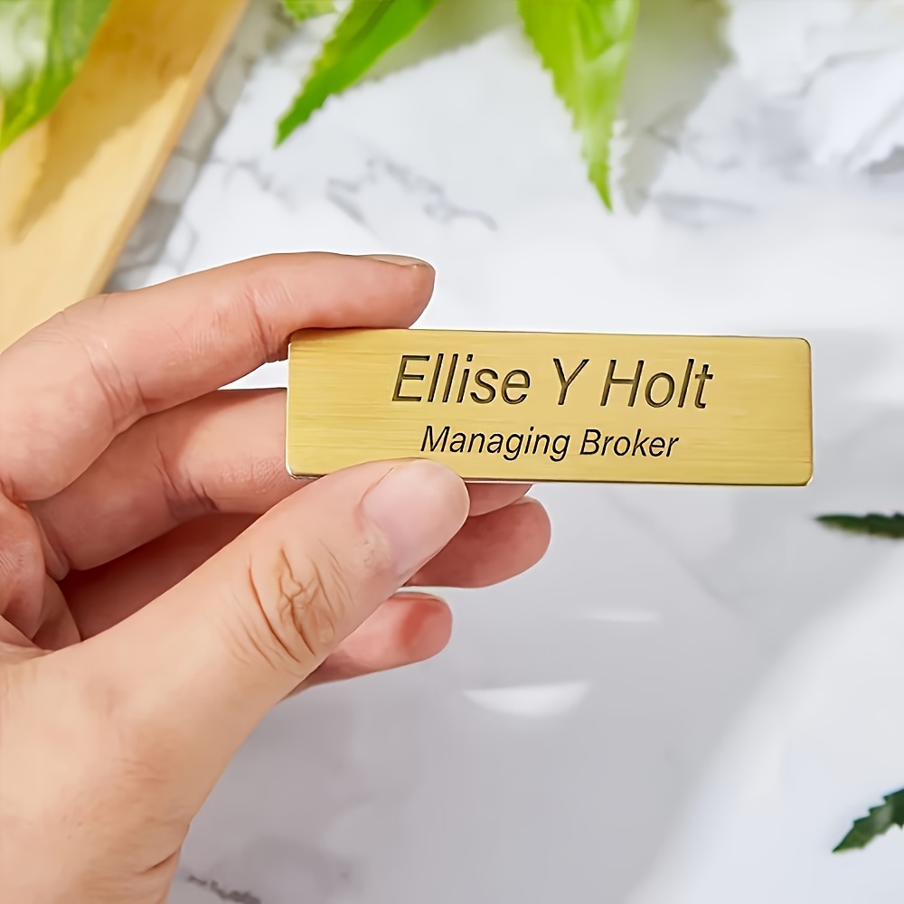 TEMU Custom Name Badge, Premium Acrylic Material Engraved Text, Personalized Nameplate, Durable And Fade-resistant, Suitable For Office And