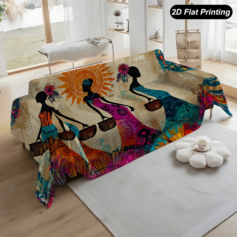 TEMU 1 pz. Telo per con silhouette e fiori mandala in beige, per . Questo telo multifunzionale per , lavabile in lavatrice, 癡 per decorare divani da