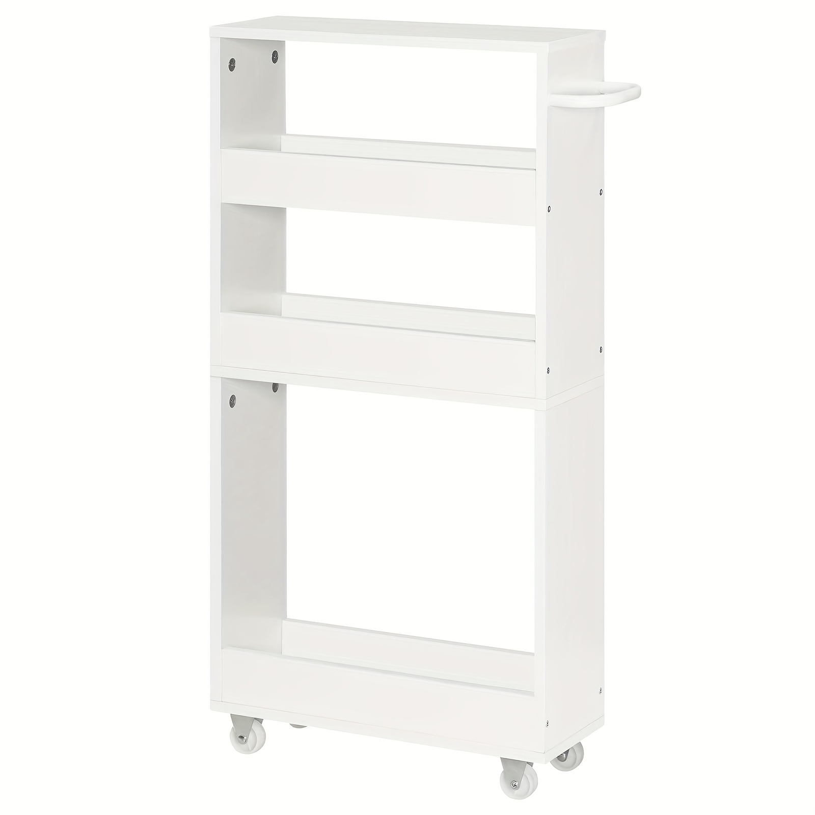 Image of 4-tier Kitchen Trolley With Wheels For Living Rooms, Kitchens, Bedrooms And Offices, Narrow Serving Trolley, Dimensions: 15 X 40 X 83 Cm, White, Brown