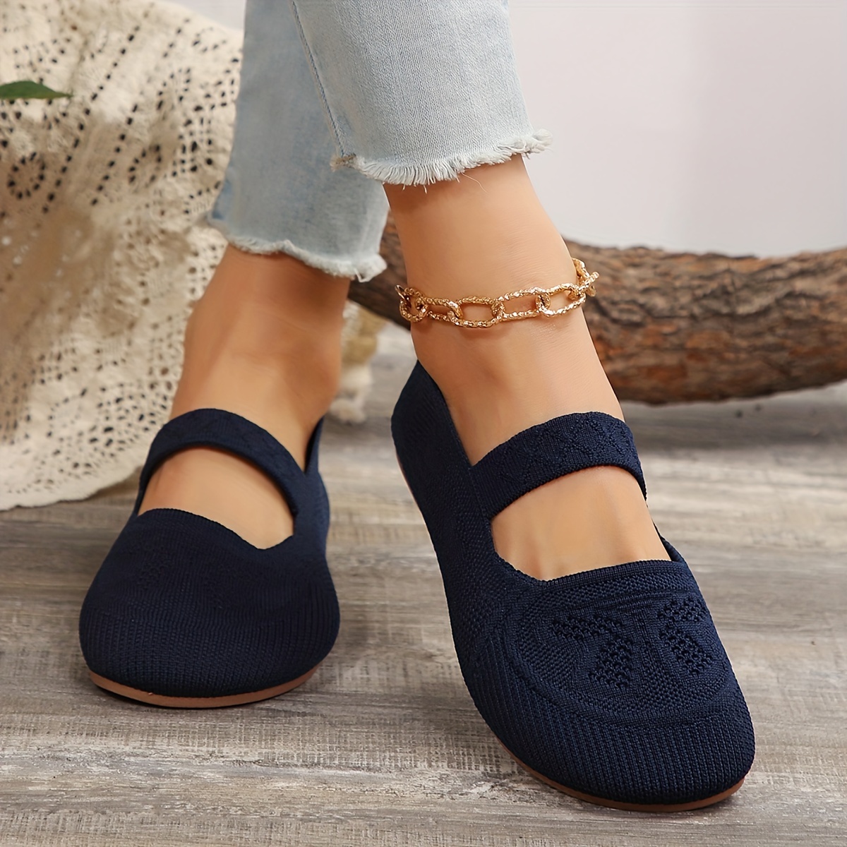 womens slip on ballet flats with adjustable ankle strap   print embroidery breathable fabric upper plastic sole   for   wear   shoes chic flat shoes plastic sole flats ballet shoes 7