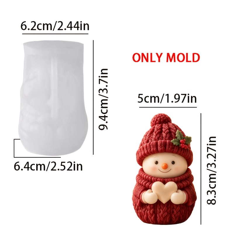 TEMU Stampo in riutilizzabile per candele fai da te a forma di e ornamenti in resina - Forma che abbraccia 3D con cappello lavorato a maglia, sforma