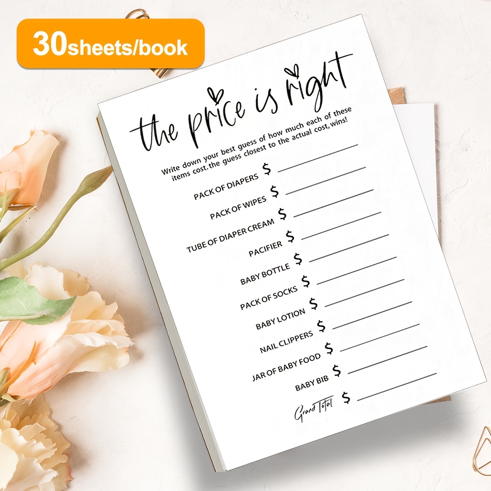 TEMU /book Easy Heart The Price Game Note Pad, Party Game Supplies, Party Guessing And Answering Note Pad, Guests Guessing Prices To , To Price ,