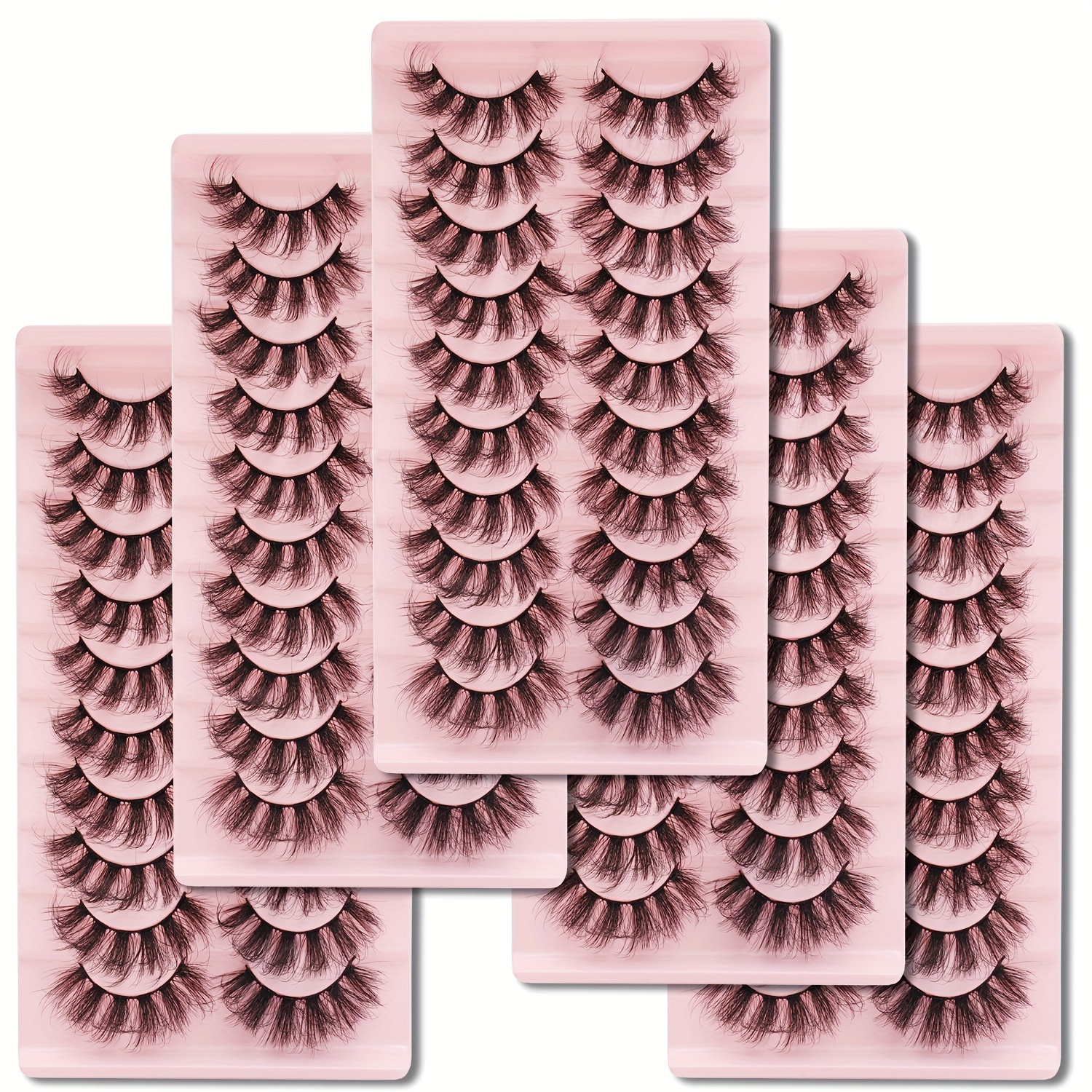 

50 Pairs False Eyelash Natural Eyelashes Reusable False Eyelashes 10-18 Mm 2d Curly Diy Cat Eye Lashes The Eyelashes (5 Pack) For Halloween