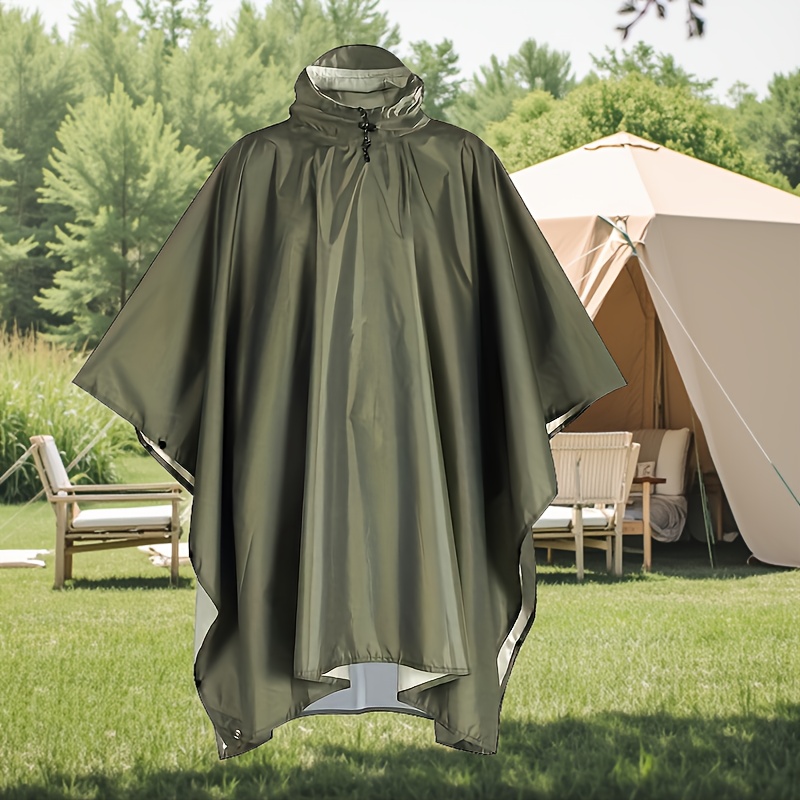 2pcs Cloak Raincoat, Raincoat And Storage Bag, Outdoor Work Clothes, 3-in-1 , Used For Raincoat, Outer Tent, Ground Mat, Awning, One-piece Windbreaker, Solid Color, Hiking, Camping, Fishing, Unisex