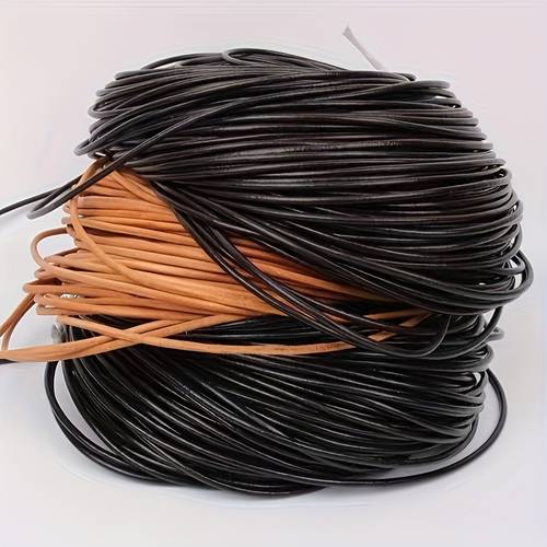 genuine leather cord 216 5 inches 5 5 meters round cowhide cord 5 diameters 1 1 5 2 2 5 3mm 3 colors black color used for crafts jewelry additions bra