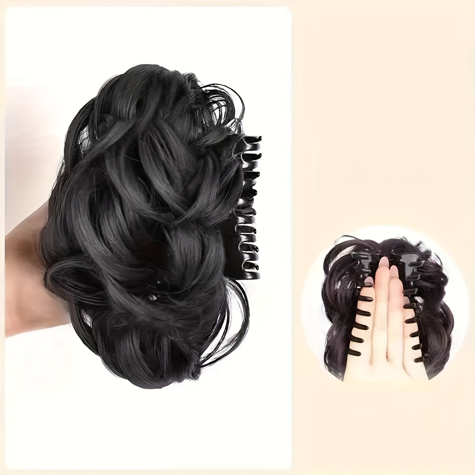 E-shop Haarknoten Unordentlicher Dutt Haarteil Lockiges Hochsteckfrisur Haarteil Lockige Scrunchies Krallenclip in Synthetischer
