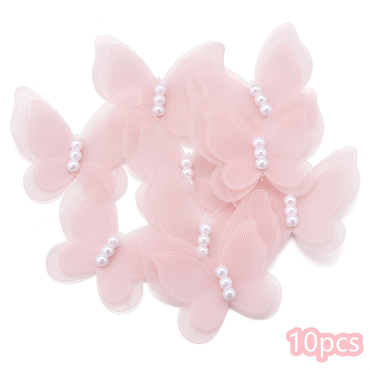 10pcs Random Color Double-layer Iridescent Yarn Butterflies, Suitable For Hairpin Jewelry Additions, Jewelry Making Parts