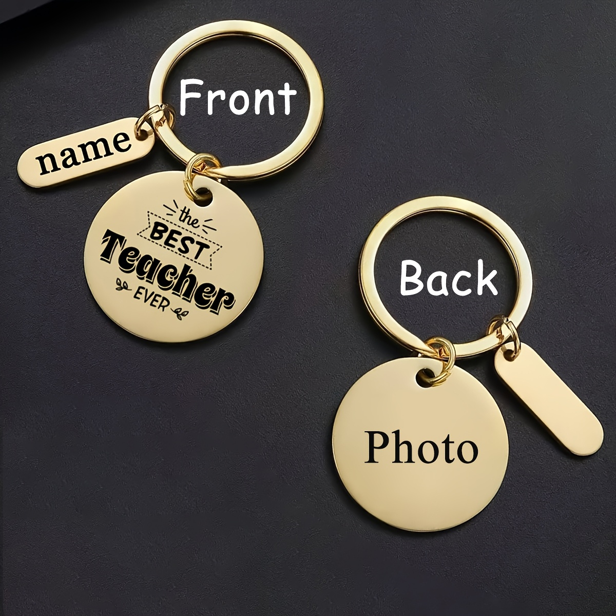 TEMU Customized Stainless Steel Teacher Keychains - Featuring "the Best Teacher" And Name, Round Design, Ideal Gift For Teachers On Thanksgiving Day,