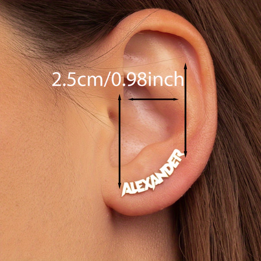 Custom Name Stud Earrings in Golden Finish, Personalized Gift