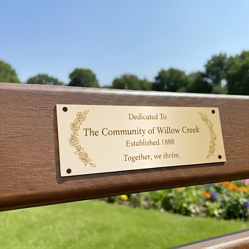 TEMU [2d Flat] Personalized Stainless Steel Garden Bench Plaque, Engraved Memorial Bench Plaque, 2 Colors Available, Stainless Steel Material More