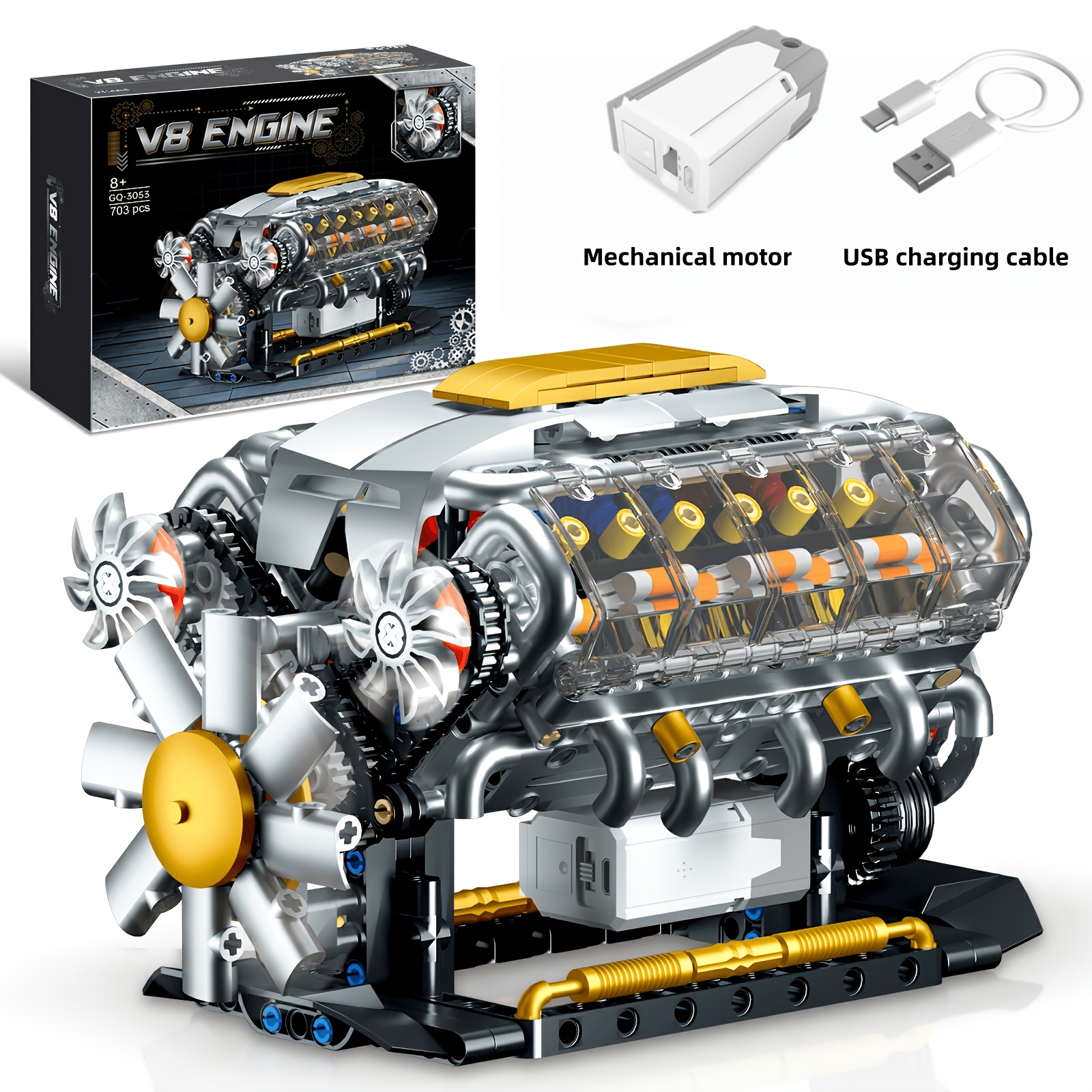 TEMU Model Kit - Build Your Own Moc Model Toy. Perfect For Display, This Functional Mechanical Engine Toy Is A Must-have For Mechanical Enthusiasts