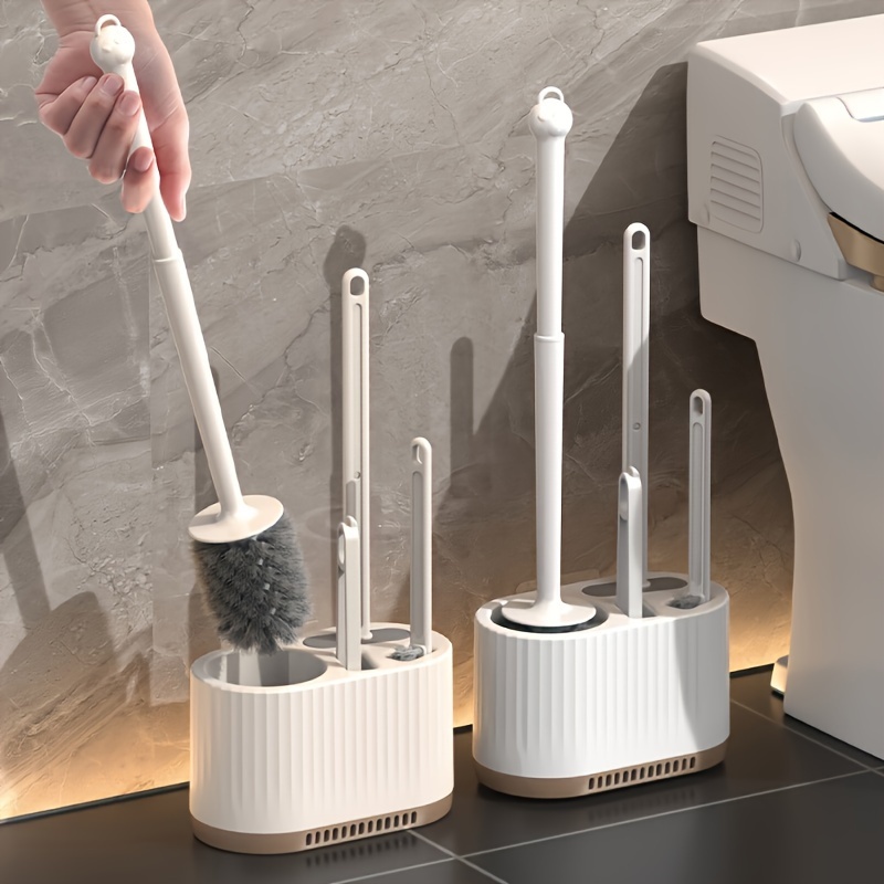 

Ensemble de 4 pièces Brosse de Toilette Ménage Coin à Suspendre au Mur Brosse de Nettoyage de Toilette -en-Un Style Luxe Léger avec Étagère de Rangement