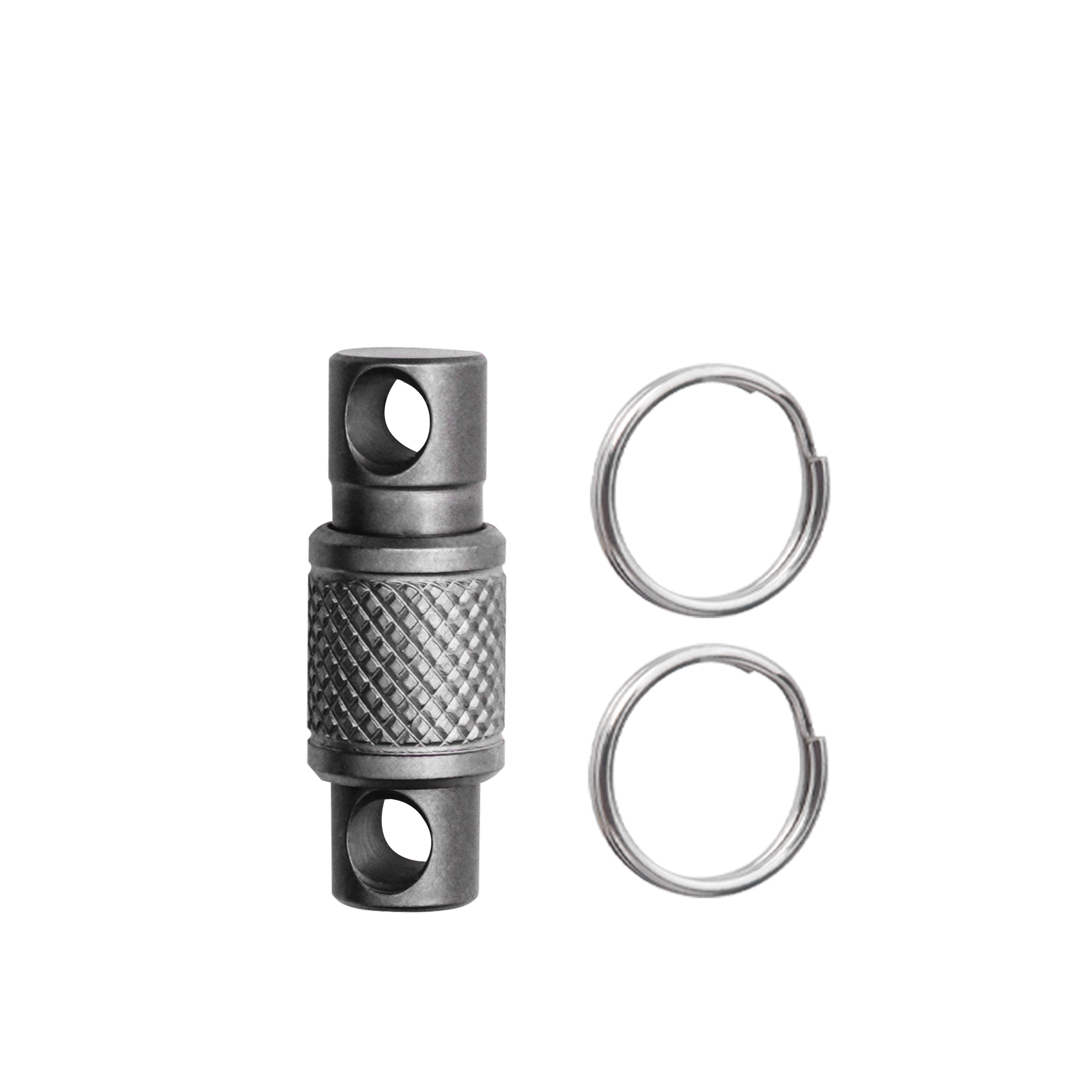 E-shop Drehbarer Schlüsselanhänger aus Titanlegierung mit 2 Edelstahlringen - Anti-Rutsch, EDC-Werkzeug, Grau, Einfacher Stil, Ideal für Männer und