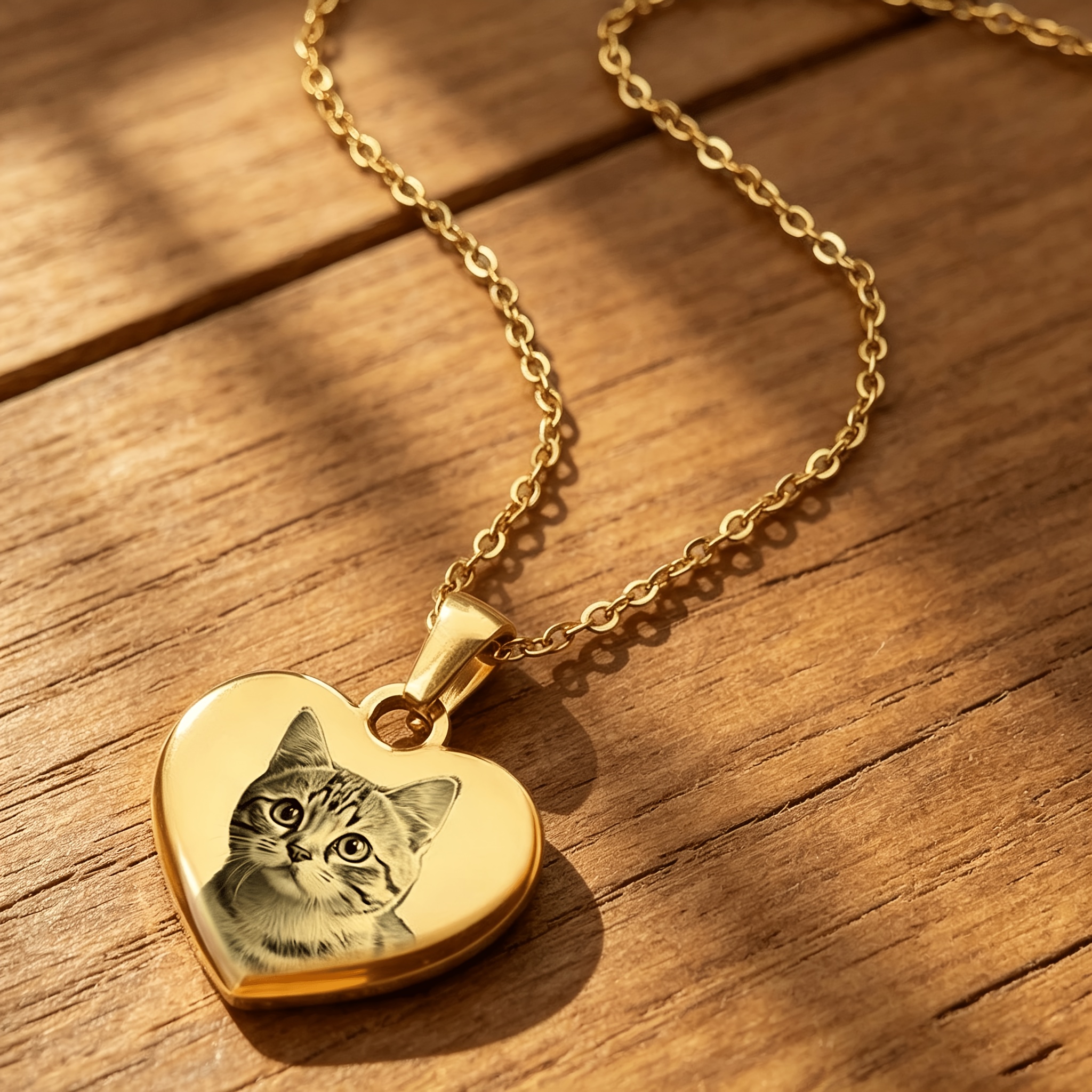 Custom Photo Heart-Shaped Stainless Steel Necklace — Personalized Gift