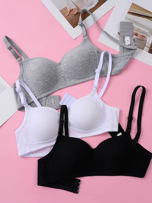 3pcs set of teenager girls underwear wireless bras puberty bras anti sag comfortable bras adjustable straps non removable padding suitable for girls aged 9 16