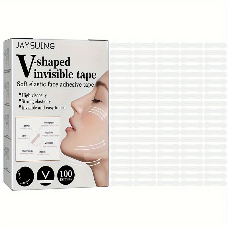 

100pcs V-shaped Facial Tapes, Waterproof Lifting Stickers, Invisible Chin Patches For Facial Contour Shaping