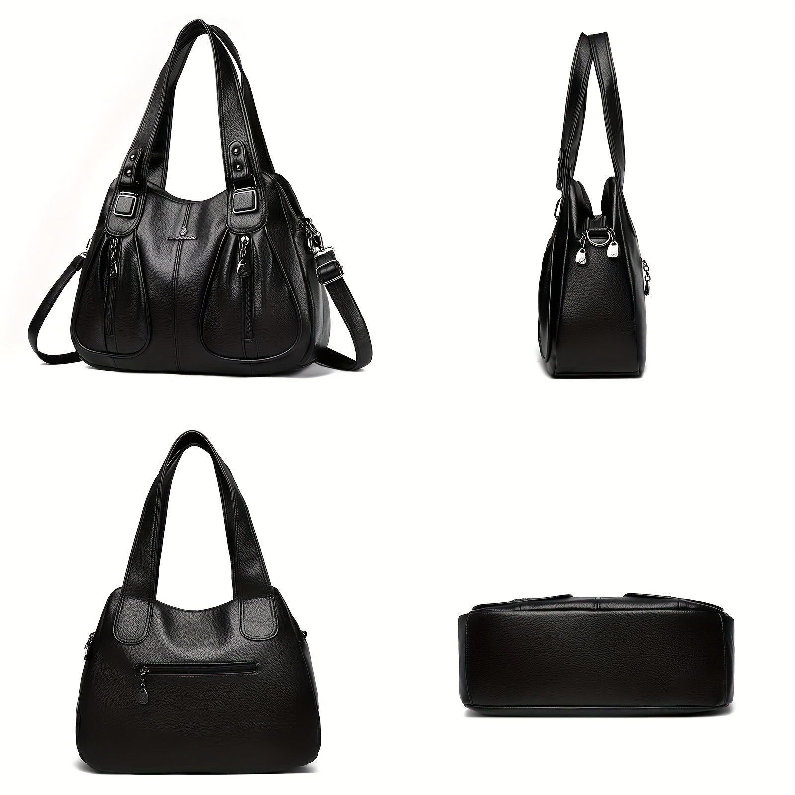 womens casual shoulder bag burgundy solid color lightweight with adjustable strap zipper closure polyester lined edge paint multi pocket crossbody handbag for travel commuting dating shopping holiday theme Product details 3