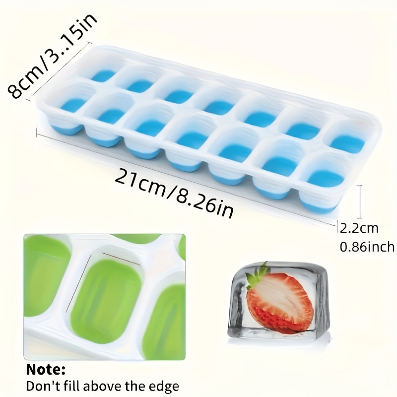 TEMU Cube Of Ice Trays With Lids And Boxes, 4pcs Set Of Silicone Cube Of Ice Trays, Suitable For Refrigerators With Boxes/containers, Stackable With