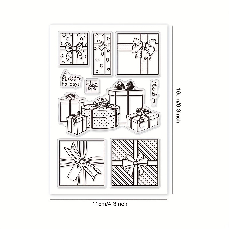 Image of 1pc Gift Box Happy Birthday Clear Stamps Stamps For Card Making Decoration And Scrapbooking Painting Tools Paper Craft
