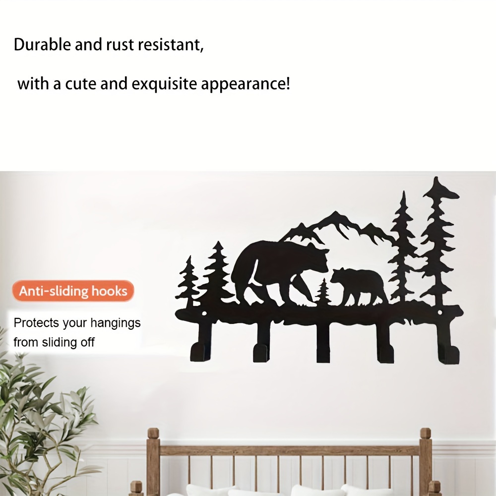 

1pc Adorable Wall-mounted Metal Bear Key Hook Decoration For Hanging Clothes And Hats, Perfect For Decorating The Back Wall Of Doors, Outdoor Courtyards, And Garages