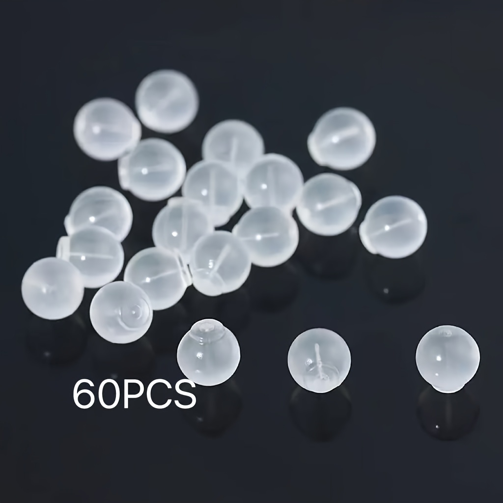 30pcs Comfortable Silicone Ear Stud Backings, Transparent Round Bulb-Shaped Plugs