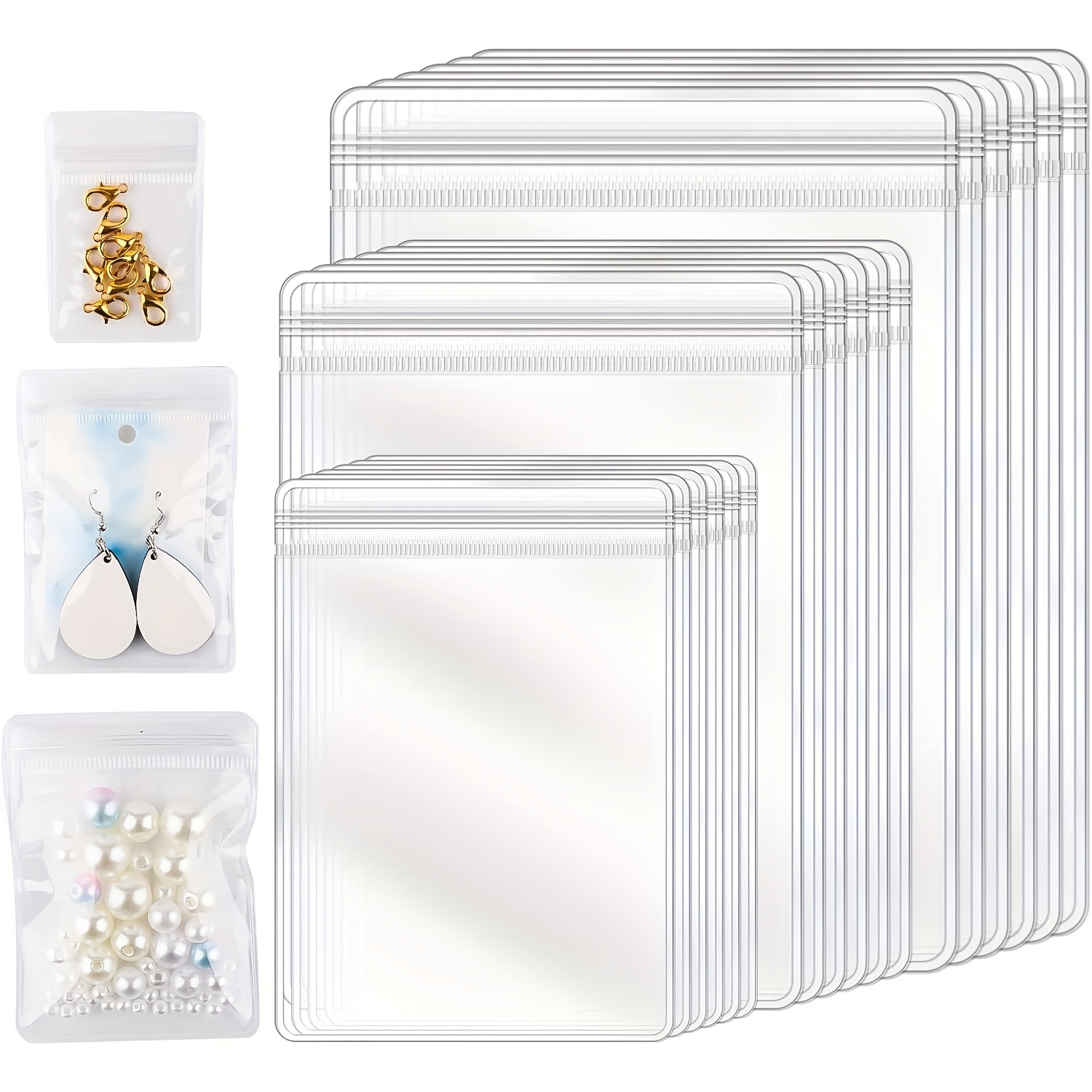 

150pcs Pvc Zipper Lock Jewelry Bags - Transparent Storage And Packaging Pouches For Earrings, Rings, And Accessories, No-power Required