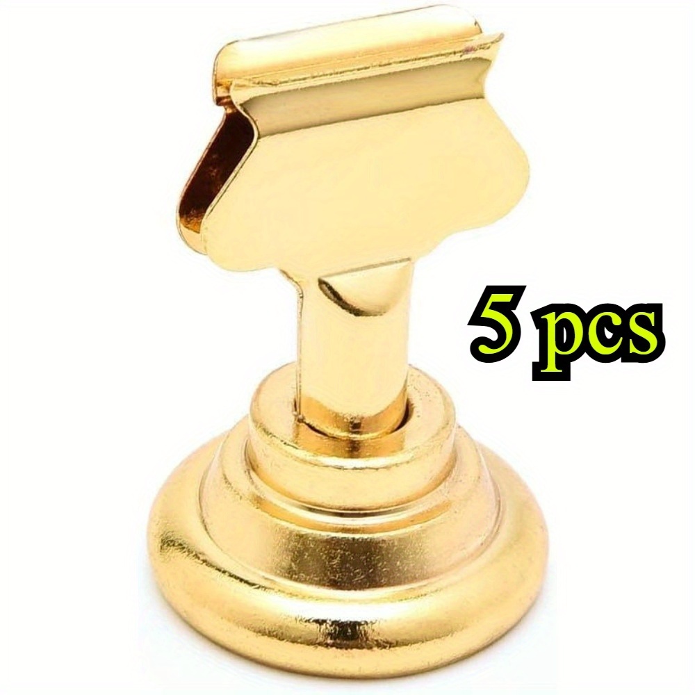 TEMU 5pcs Table Card Holder Card Holders 1.7 Inches Card Holders For Photos, Food Signs, Memo Notes, Weddings, Restaurants, Birthdays. (golden)