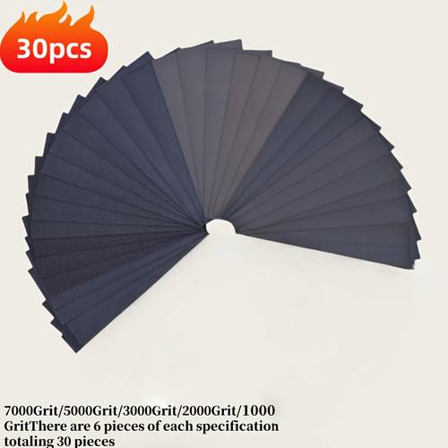 30pcs ultra fine wet sandpaper set 1000 7000 mesh polishing paper suitable for wood home and metal grinding