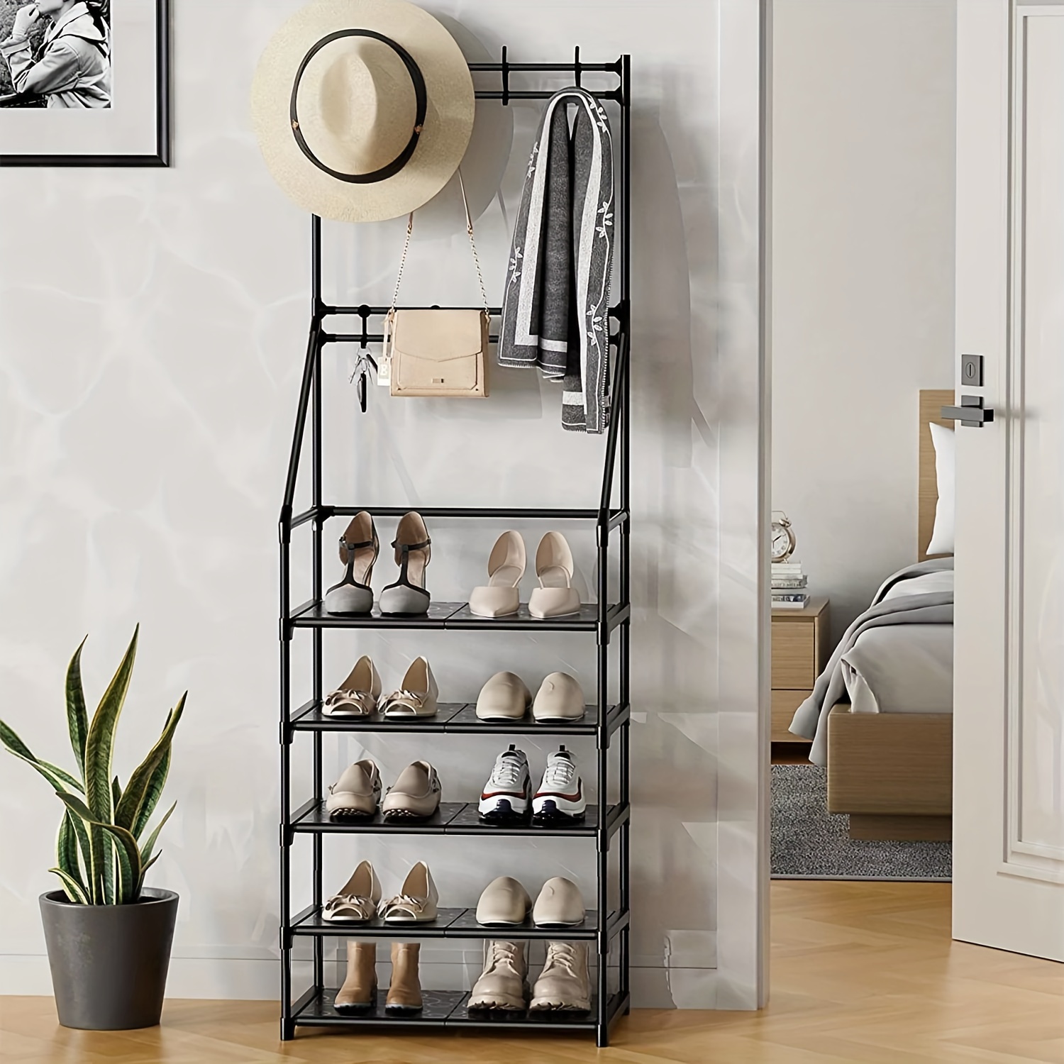 

Coat And Shoe Rack, 5-tier Shoe Rack For Entryway, Coat Rack With Shoe Storage