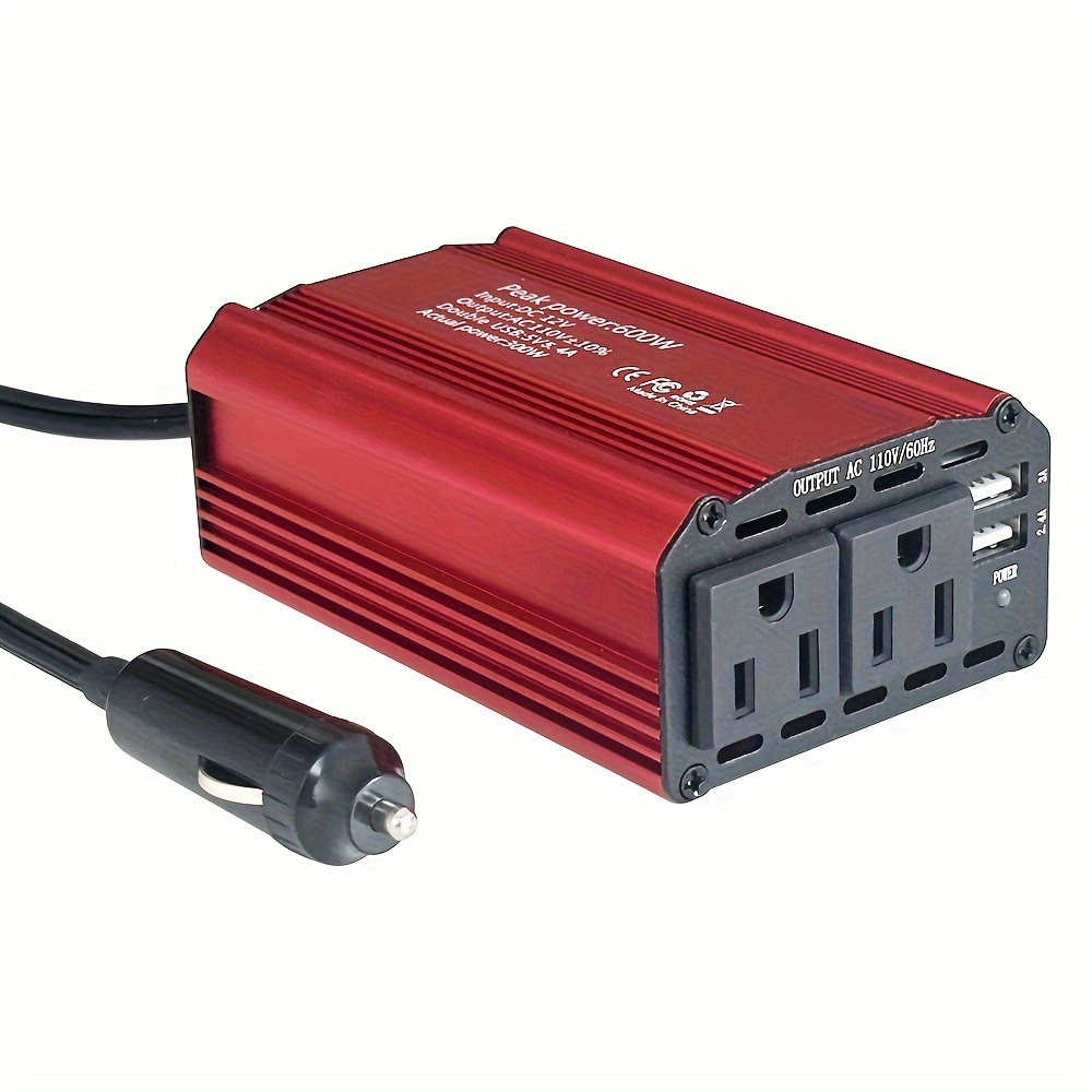 

1pc 300w Inverter Dc 12v To Ac 110v For , Charger 3.1a Usb Outlets, For Phone, , And Devices