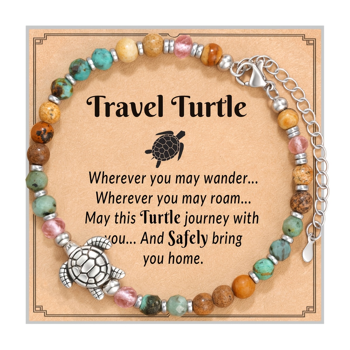 Image of Traveling Turtle Bracelet A Protective Charm Bracelet Gift Love Of Travel And Nature, Or Who Are , For Safety. The Perfect Bracelet Gift To Joy, Ideal For Easter Or Birthdays