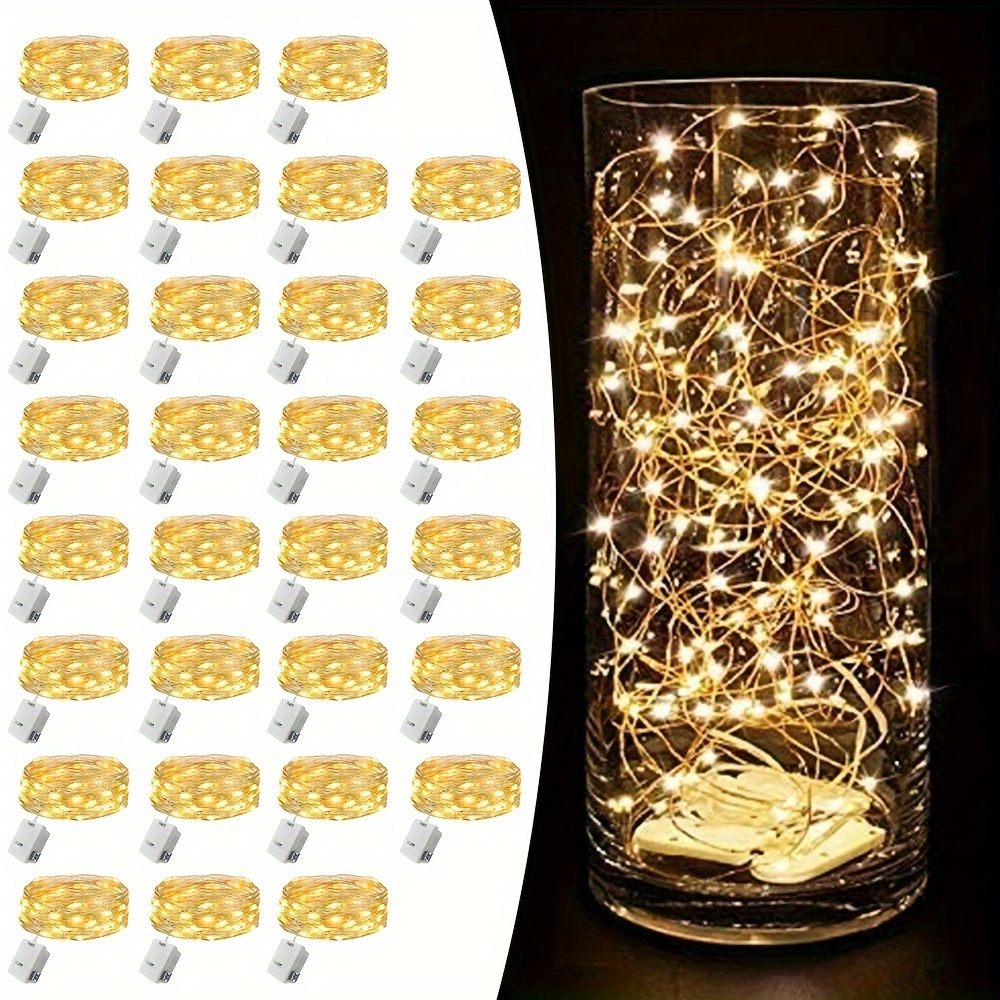 

30pcs 100pcs Led Fairy Lights Battery Operated String Lights - 6.5ft 20led Silvery Wire Firefly Lights For Diy Crafts Wedding Table Centerpieces Party Bedroom Christmas