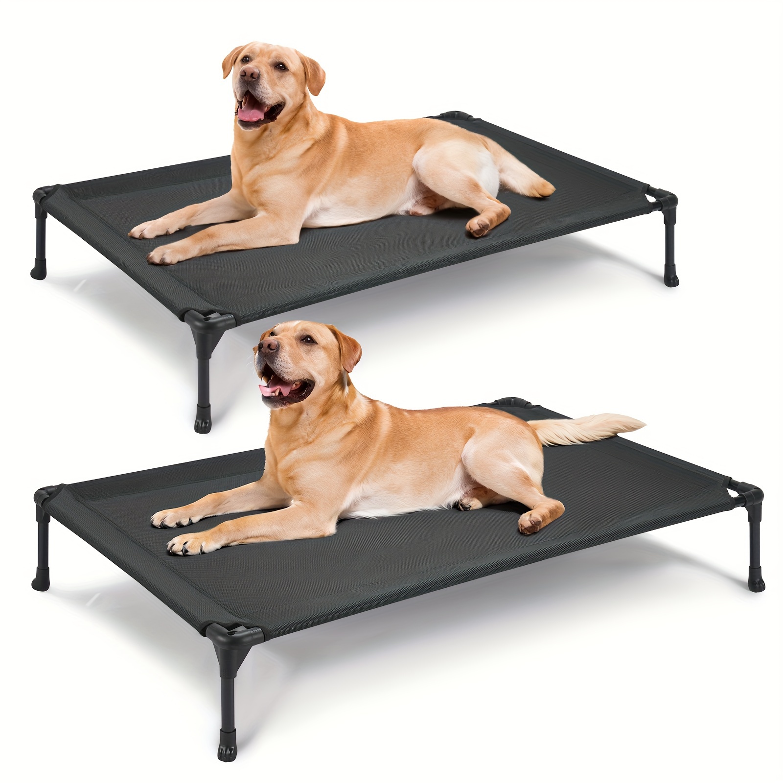 TEMU Two-pack Elevated Dog Beds By Veehoo, Cooling Elevated Dog Beds, Portable Pet Beds With Washable Breathable Mesh Fabric, Non-slip Feet, Dog Beds