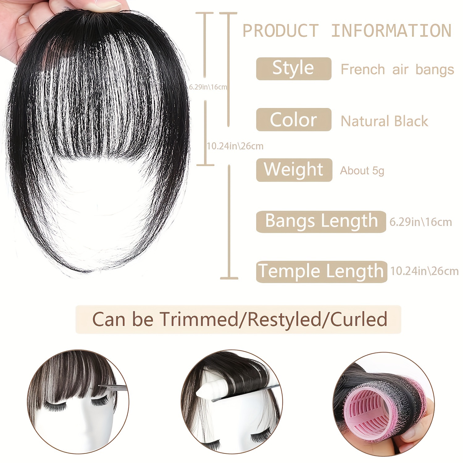 100 real hair clip style bangs with storage box thin bangs clip   bangs sideburns and fine bangs hair extension suitable for womens daily   accessories details 1