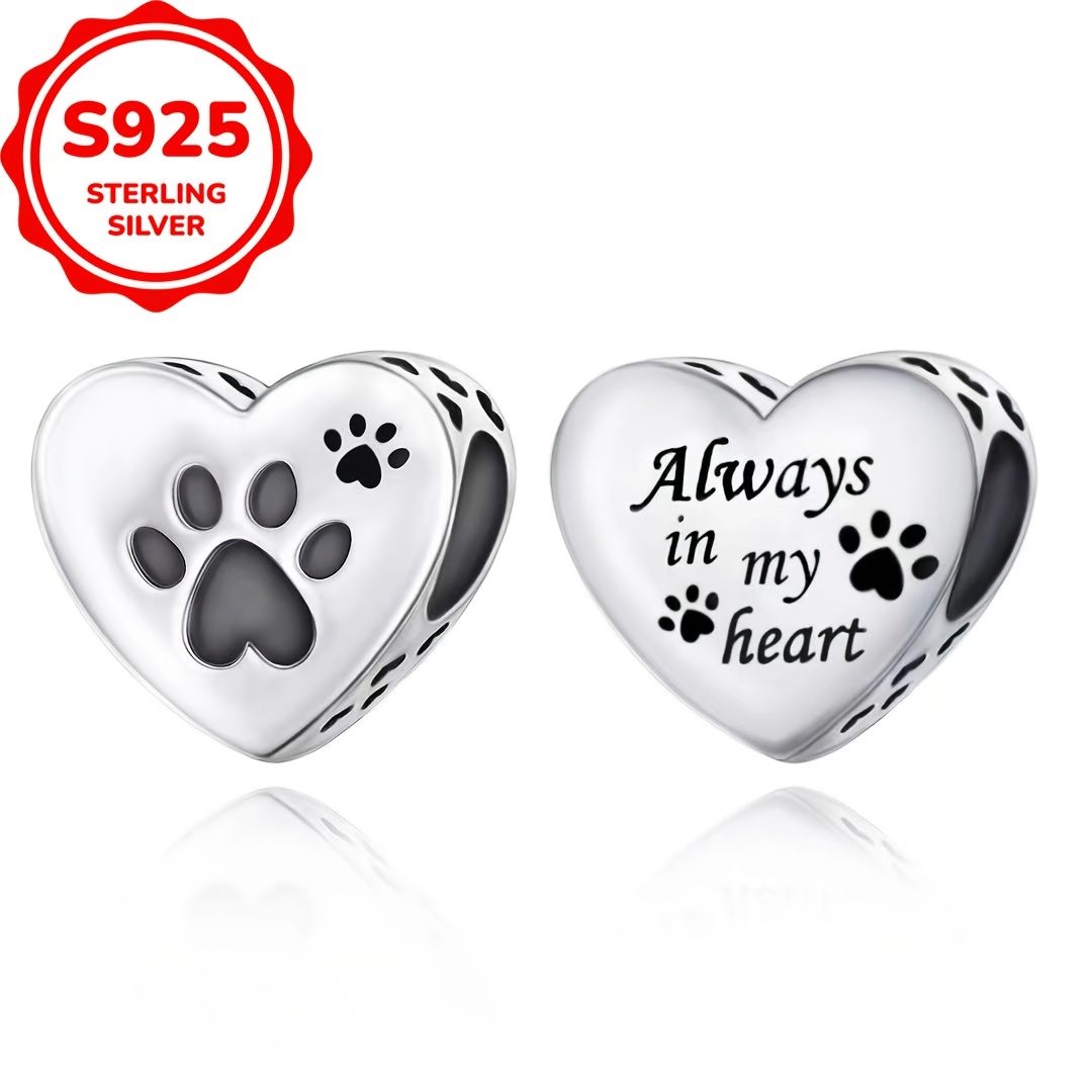 

925 Sterling Silver Heart-shaped Footprint Charm For Bracelet Or Necklace, Making Accessory, 2g