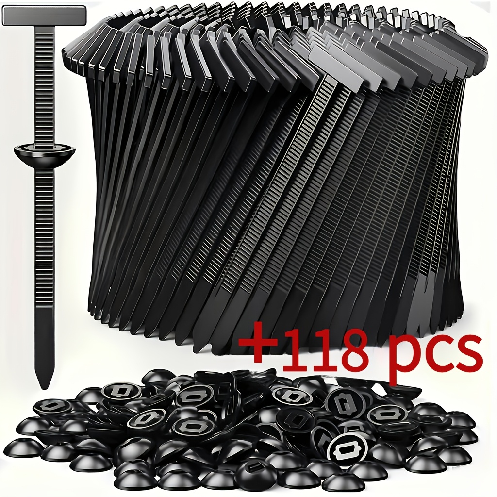 TEMU 118 stringicavo autobloccanti in nylon con di fissaggio, materiale plastico resistente, con testina a cerniera in plastica - Resistenti ai UV,
